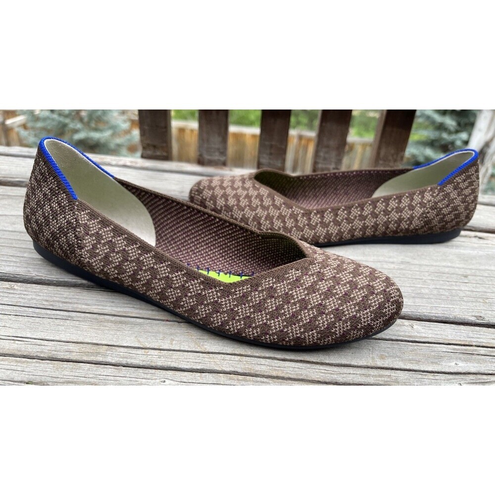 Rothy’s Women’s 7 Flats Cocoa Houndstooth Round Toe *NO INSOLES*